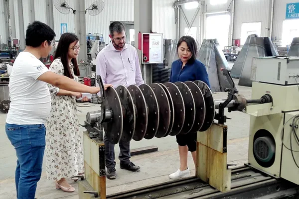 The salesperson explains to the customer